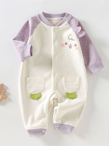 Schattige Baby Cartoon Dierentuin Kruippakje Warm Polyester Fleece Lange Mouw Infant Jumpsuit Voor Pasgeborenen