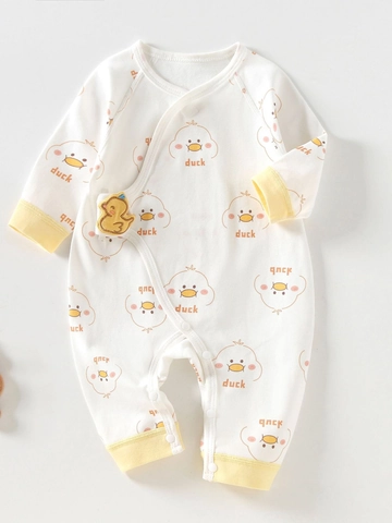 Pasgeboren Baby Jumpsuit Katoen Vlinder Kleding Dikke Lange Mouw Romper Cartoon Kikker Eend Konijn Print Bodysuit