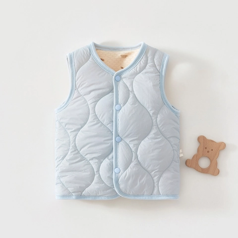 Baby Winter Windproof Quilted Vest For Boys Girls Warm Polyester Padded Waistcoat Toddler Sleeveless Jacket Solid Color Outerwear