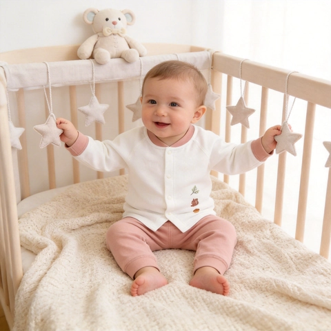 Newborn Baby Cotton Long Sleeve Top And Pants Underwear Set Grade A Seamless Soft Infant Split Suit Squirrel Embroidery Home Wear