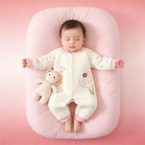 Tutina Neonato in Cotone Trapuntato a Maniche Lunghe Calda Stampa Floreale Tuta Intera per Autunno Inverno Abbigliamento Neonato