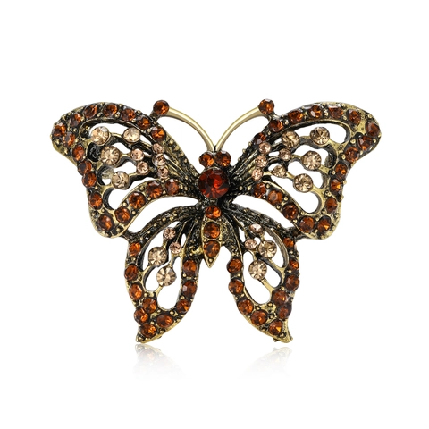 Elegante Broche de Mariposa de Aleación con Diamantes de Imitación para Mujer Exquisito Broche de Insecto Vintage para Abrigo Vestido