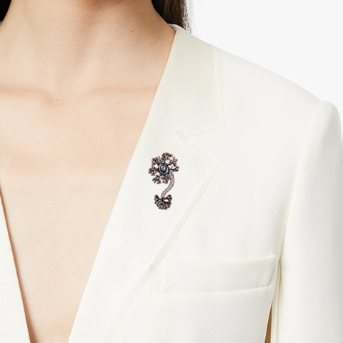 Spilla Creativa a Forma di Cellula Neuronale in Lega Smaltata per Donna Vintage Tema Scientifico Medico Oro Argento