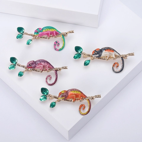 Artistica Spilla a Forma di Camaleonte in Lega Colorata Smalto Animale Spilla per Donna Cappotto Vestito Accessori Gioielli Regalo