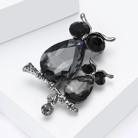 Vintage Legierung Eule Brosche Mutter Und Baby Tier Strass Anstecknadel Kleidung Accessoires Elegante Damen Schmuck Geschenk
