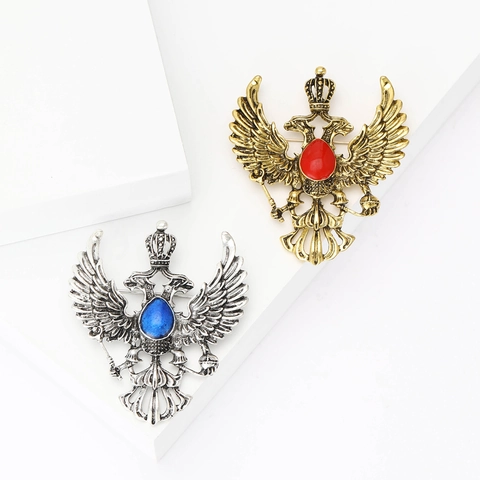 Vintage Heraldischer Doppelkopfadler Brosche Pin Für Herren Damen Legierung Krone Zepter Reichsapfel Emblem Anzug Mantel Schmuck