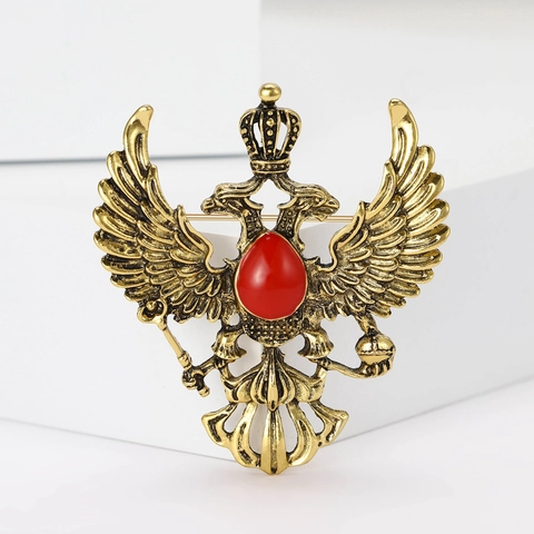 Vintage Heraldischer Doppelkopfadler Brosche Pin Für Herren Damen Legierung Krone Zepter Reichsapfel Emblem Anzug Mantel Schmuck