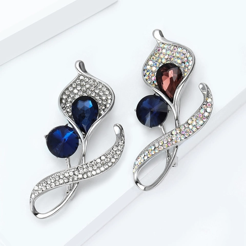 Exquisite Alloy Rhinestone Orchid Bouquet Brooch With Crystal Stones Elegant Flower Pin For Women Suits Dresses Party Gift