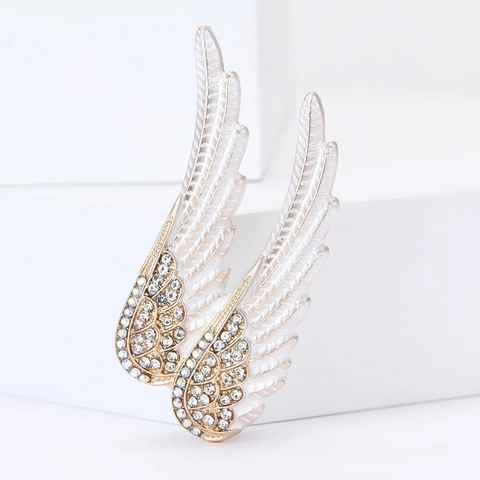 Mode Alliage Émail Ailes d'Ange Broche Avec Strass Incrustés Ailes Épingle Bijoux Pour Femme Robe Banquet Accessoires De Vêtement