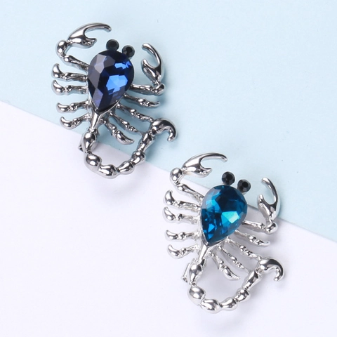 Broche de Escorpión de Aleación Retro para Mujer Diamante de Imitación Azul Animal Insignia Pin Accesorios de Ropa Creativos para Traje Abrigo Chaqueta Joyería
