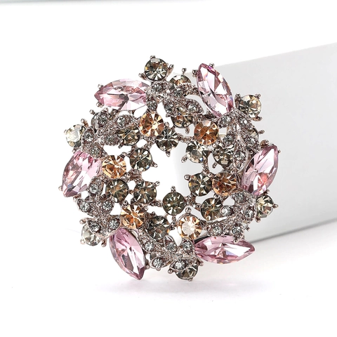 Eleganter Legierung Strass Blumenkranz Brosche Für Damen Vintage Blumen Korsett Nadel Für Anzüge Kleider Mode Schmuck Geschenk