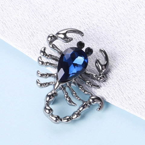 Broche de Escorpión de Aleación Retro para Mujer Diamante de Imitación Azul Animal Insignia Pin Accesorios de Ropa Creativos para Traje Abrigo Chaqueta Joyería