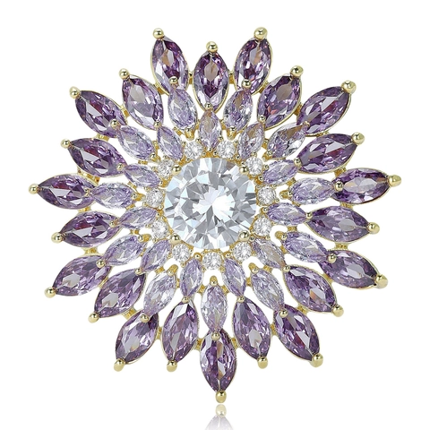 Radiosa Spilla a Girasole per Donna Brillante Strass Rame Spilla Floreale per Cappotti Maglioni Accessori Moda Gioielli
