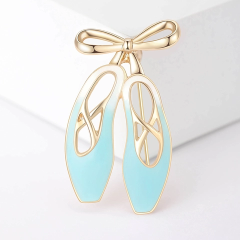 Elegante Spilla in Lega a Forma di Scarpe da Balletto Con Fiocco e Smalto Colorato per Abiti Donna Accessori Regalo Spilla