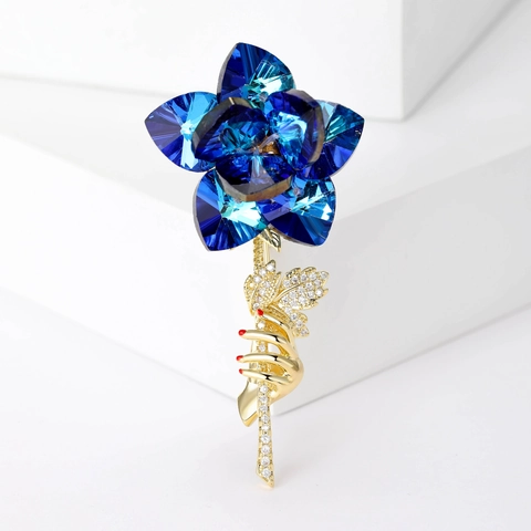 Elegante Spilla a Forma di Rosa in Rame e Zirconia Cristallo Artificiale Con Design a Mano Unico Per Donna Regalo di San Valentino