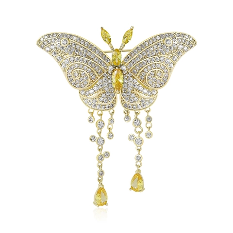 Spilla Farfalla di Lusso in Rame per Donna Spilla con Nappina in Zirconia di Alta Qualità Elegante Gioiello Accessorio per Abito