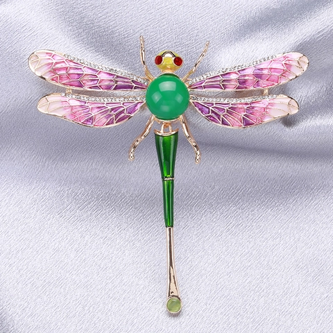 Creative Enamel Dragonfly Brooch For Women Alloy Rhinestone Inlaid Insect Lapel Pin Fashion Jewelry Dress Accessory