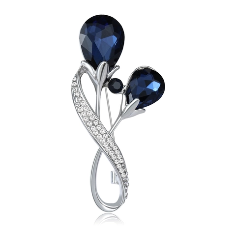 Luxurious Alloy Crystal Tulip Brooch For Women High Grade Rhinestone Flower Corsage Elegant Suit Coat Accessories Pin