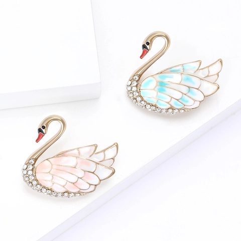 Elegante Schwan Brosche Aus Legierung Mode Strass Tier Brustnadel Für Damen Anzug Mantel Schmuck Geschenk Accessoire