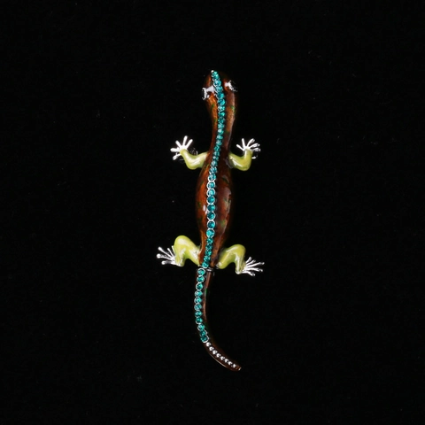 Vintage Legering Emaille Gecko Hagedis Broche Mode Dier Strass Borstspeld Gepersonaliseerde Kleding Accessoire Voor Vrouwen Cadeau