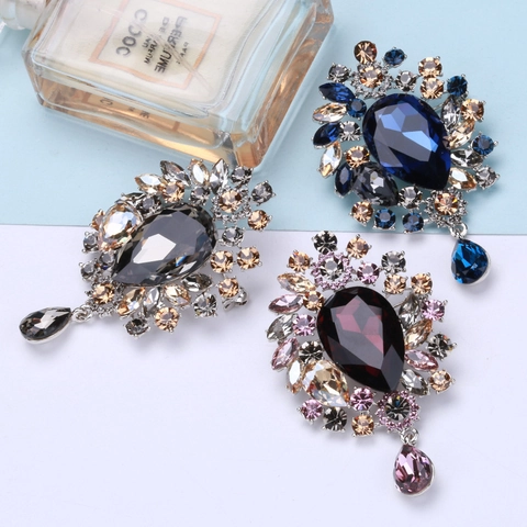 Luxus Legierung Barock Strass Brosche Für Damen Vintage Kristall Wassertropfen Anhänger Pin Elegant Hochzeit Schmuck