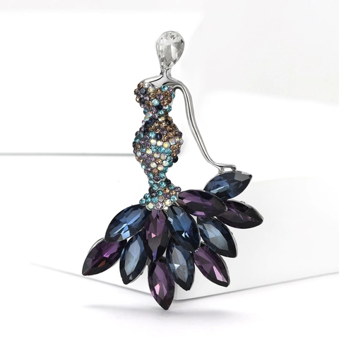 Vintage Meerjungfrau Damen Figur Brosche Legierung Strass Eingelegt Pin Für Damen Anzug Kleid Bankett Party Elegant Schmuck