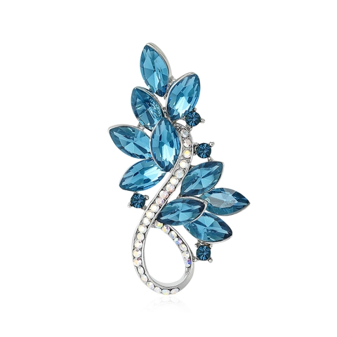 Elegante Spilla a Forma di Fiore in Rame e Cristallo per Donna Spilla da Bavero Botanica con Strass e Foglia Gioiello Moda per Abiti