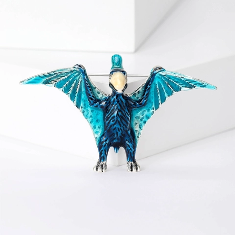Vintage Legering Emaille Pterosauriër Broche Pin Voor Dames Mode Strass Dinosauriër Reversspeld Sieraden Accessoire Voor Pakken Overhemden