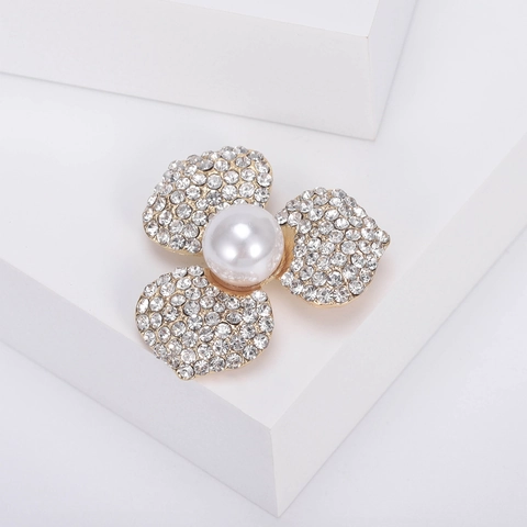 Eleganz Legierung Blumenbrosche Mit Künstlicher Perle Und Strasssteinen Koreanischer Stil Mode Schmuck Zubehör Für Damen Bankett