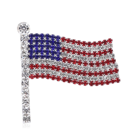 Spilla Patriottica Bandiera Americana Con Strass Stelle e Strisce Distintivo per Festa Giorno Indipendenza Gioielli Unisex