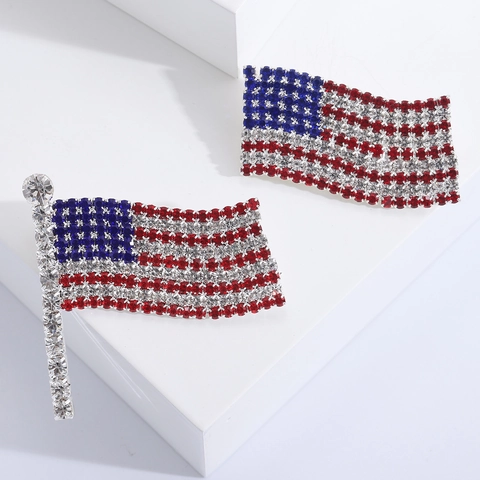 Spilla Patriottica Bandiera Americana Con Strass Stelle e Strisce Distintivo per Festa Giorno Indipendenza Gioielli Unisex