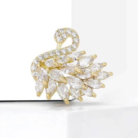 Fashion Crystal Swan Brooch For Women Micro Pave Zircon Animal Pin Coat Suit Copper Jewelry Gold Silver Plated Gift