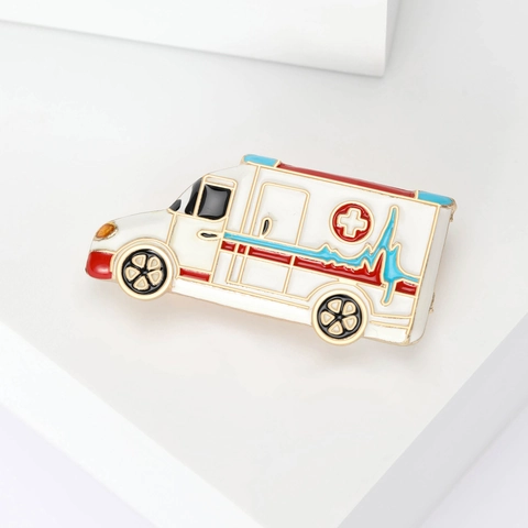 Spilla in Smalto per Ambulanza a Cartoni Animati Battito Cardiaco ECG Medico Infermiere Dottore Distintivo per Personale Medico Donna Gioielli