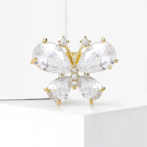 Mini Schmetterling Brosche Pin Damen Zirkonia Kupfer Gold Silber Plattiert Mode Hemd Verdeckter Knopf Brosche Schmuck Geschenk