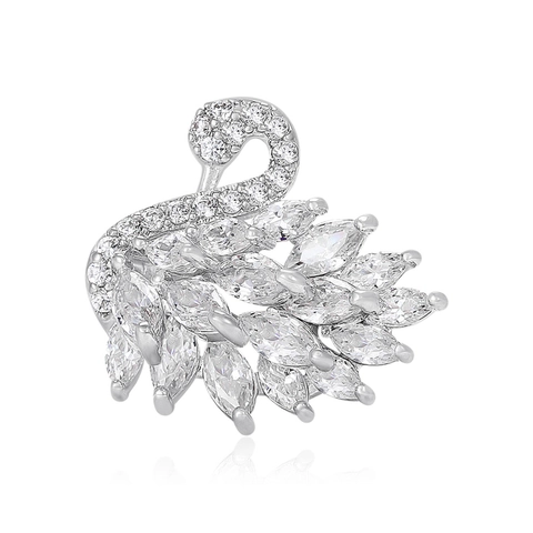 Broche Cygne en Cuivre Mode Avec Strass Élégante Broche Animale pour Accessoires de Vêtements Femmes Bijoux de Luxe Léger Cadeau