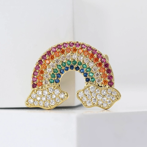 Spilla in Rame con Zirconi Arcobaleno Nuvola per Donna Spilla da Bavero Colorata Delicata di Alta Qualità Gioielli di Moda Regalo