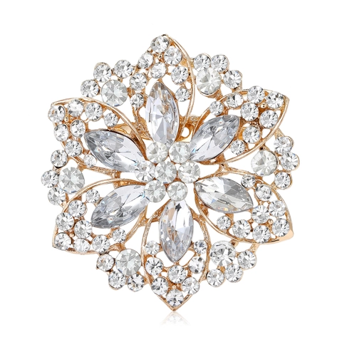 Elegante Spilla a Girasole per Donna in Vetro di Cristallo con Strass Intarsiati a Forma di Fiore per Cappotto Cardigan Gioielli di Moda