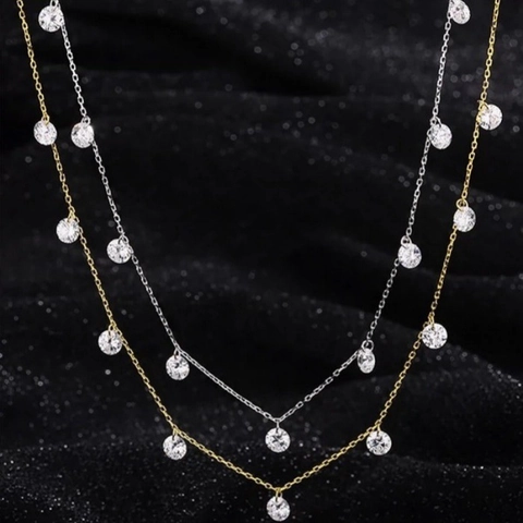 Minimalistische Kupfer Runde Zirkon Anhänger Halskette Gold Silber Galvanisiert Elegante Gypsophila Schlüsselbein Schmuck Damen