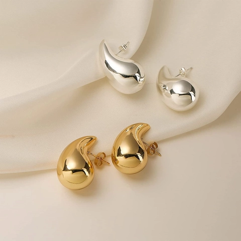 Mode Wassertropfen Ohrstecker CCB Metallbeschichteter Schmuck Spiegelglanz Ohrringe Für Damen Mit Edelstahl Ohrstecker-Stift
