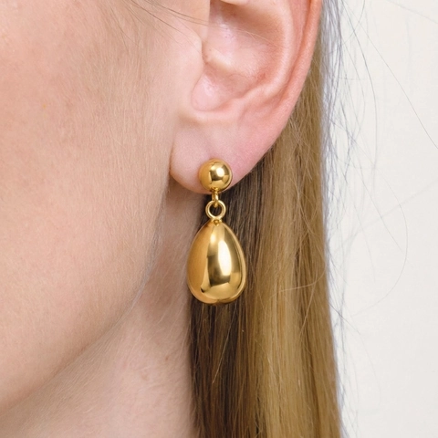 Teardrop Stud Earrings For Women 304 Stainless Steel PVD Gold Plated Polished Mirror Finish Waterproof Minimalist Jewelry