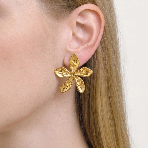 Blumen Ohrstecker 18K Vergoldeter Edelstahl Wasserdicht Hypoallergen Floral Zweifarbig Eleganter Schmuck Für Damen