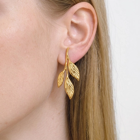 Blatt Ohrstecker Edelstahl 18K Vergoldet Wasserdicht Hypoallergen Minimalistischer Schmuck Für Damen