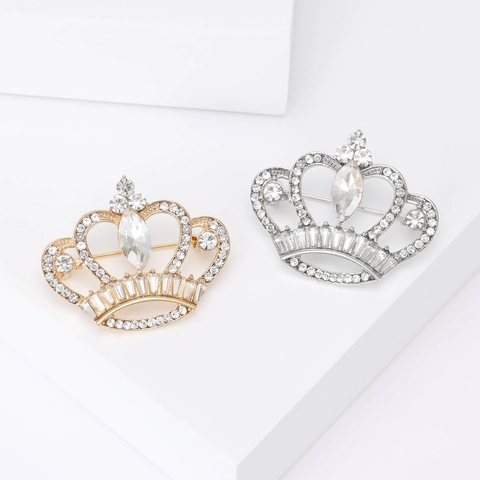 Lussuosa Spilla a Corona in Lega con Strass Elegante Spilla da Colletto per Cappotto Vintage per Donna Gioielli per Matrimoni