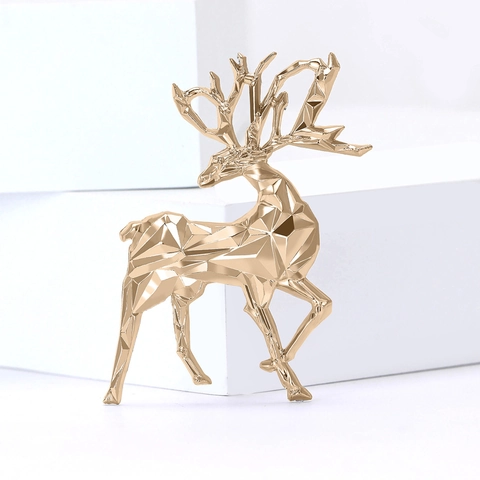 Spilla Geometrica Alce Per Uomo Donna Squisita Lega Placcata Oro Argento Spilla Cervo Low Poly Per Abito Cappotto Gioielli