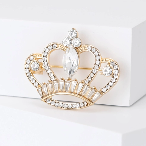 Lussuosa Spilla a Corona in Lega con Strass Elegante Spilla da Colletto per Cappotto Vintage per Donna Gioielli per Matrimoni