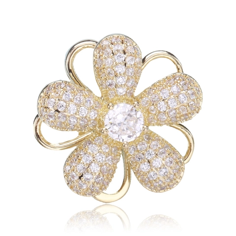 Exquisite Blütenblatt Brosche Für Damen Luxus Kupfer Zirkonia Eingelegt Vergoldet Blumen Anstecknadel Elegant Dekoration Schmuck Zubehör