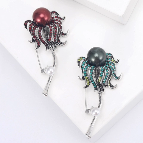 Spilla Vintage a Dente di Leone in Lega Perla Artificiale Strass Fiore Corsage Moda Donna Gioielli Accessorio Regalo Elegante