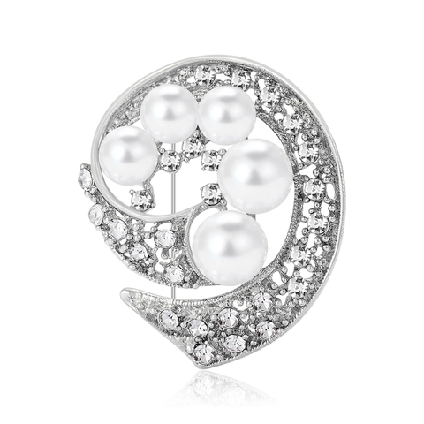 Elegante Legierung Strass Kunstperle Spiral Brosche Für Damen Mode Büro Schmuck Gold Silber Kleidung Zubehör Party