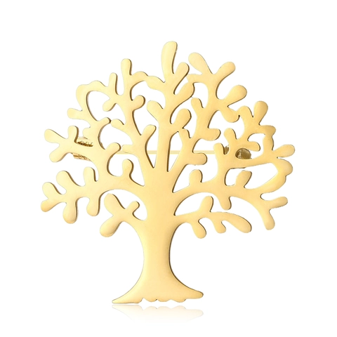Elegante Spilla Albero della Vita in Lega per Donna Design a Pianta Svuotata Gioielli di Moda Corsetto Accessorio Regalo Oro Argento