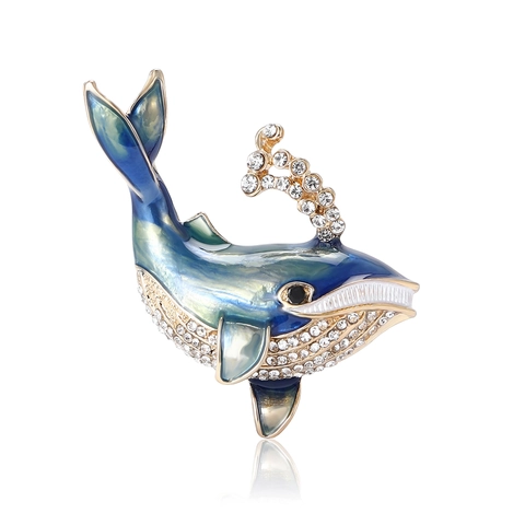 Spilla a Forma di Balena in Lega Carina Spilla Animale Balena Con Strass Smalto Sfumato Stile Oceano Gioielli Accessori per Abbigliamento